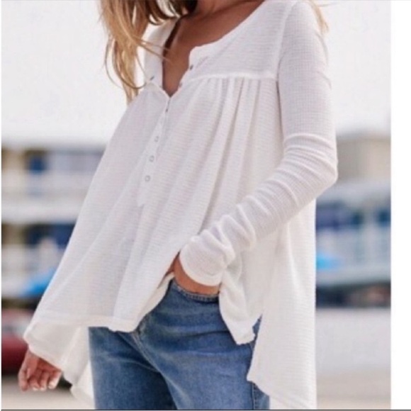 Free People We The Free Kai Henley Waffle Knit Babydoll Top Size XS - Picture 3 of 7